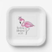 ピンクのフラミンゴクラウンが50で素晴らしい ペーパープレート (正面)