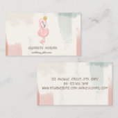 ピンクのフラミンゴクラウン、水彩ブラシストローク 名刺 (正面/裏面)