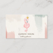 ピンクのフラミンゴクラウン、水彩ブラシストローク 名刺 (正面)