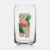 ピンクのフラミンゴグリーン離れのユリ ガラス缶 (裏面)