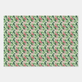 ピンクのフラミンゴグリーン離れのユリ ラッピングペーパーシート (正面)