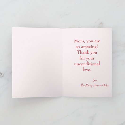 ピンクのフラミンゴスがお母さんの日の写真に カード (内部)