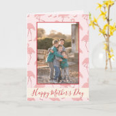 ピンクのフラミンゴスがお母さんの日の写真に カード (黄色い花)