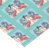 ピンクのフラミンゴスの雪だるま、おもしろいクリスマスバード ショートテーブルランナー (コーナー)