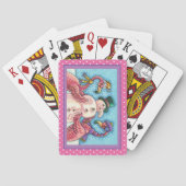 ピンクのフラミンゴスの雪だるま、おもしろいクリスマスバード トランプ (裏面)