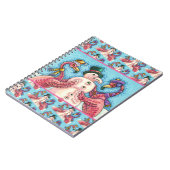 ピンクのフラミンゴスの雪だるま、おもしろいクリスマスバード ノートブック (左側)