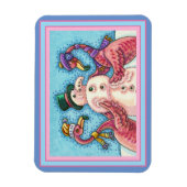 ピンクのフラミンゴスの雪だるま、おもしろいクリスマスバード マグネット (縦)