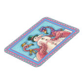 ピンクのフラミンゴスの雪だるま、おもしろいクリスマスバード マグネット (左側)