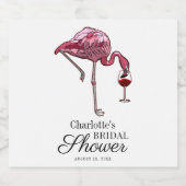 ピンクのフラミンゴスクリプト ブライダルシャワー オーダーメイド サマー リキュールボトルラベル (シングルラベル)