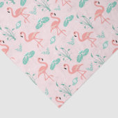 ピンクのフラミンゴスグリーンパーム葉 薄葉紙 (詳細)