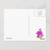 ピンクのフラミンゴスシェルとハイビスカスアートの科 ポストカード (裏面)