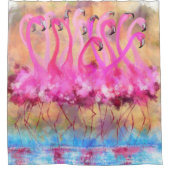 ピンクのフラミンゴスシャワーカーテン シャワーカーテン (正面)