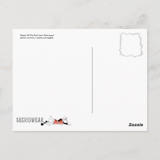 ピンクのフラミンゴスポストカードの行進 ポストカード (裏面)