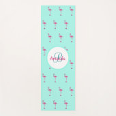 ピンクのフラミンゴスミントグリーンモノグラム名 ヨガマット (正面)