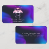 ピンクのフラミンゴス恋,ハートホログラフィック 名刺 (正面/裏面)