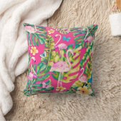 ピンクのフラミンゴス熱帯植物性バタフライガーデン クッション (ブランケット)