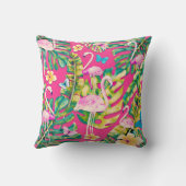 ピンクのフラミンゴス熱帯植物性バタフライガーデン クッション (裏面)