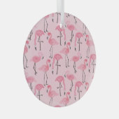 ピンクのフラミンゴセット、熱帯の夏のパターン。 ガラスオーナメント (正面右)