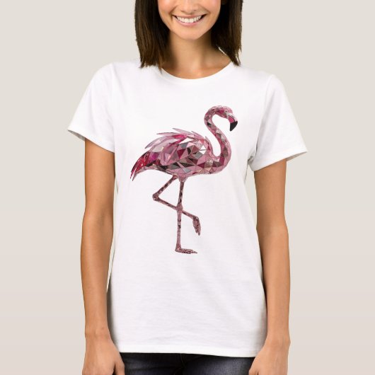 ピンクのフラミンゴデザイン Tシャツ (正面)
