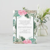 ピンクのフラミンゴトロピカルウェディングの詳細 エンクロージャーカード (スタンド正面)