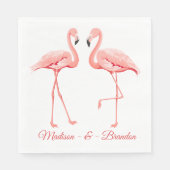 ピンクのフラミンゴトロピカルウェディング ブライズシャワー ルアウ スタンダードランチョンナプキン (正面)