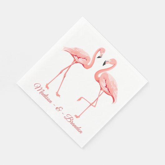 ピンクのフラミンゴトロピカルウェディング ブライズシャワー ルアウ スタンダードランチョンナプキン (角)