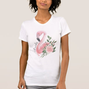 ピンクのフラミンゴトロピカルウェディング Tシャツ