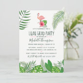 ピンクのフラミンゴトロピカルウォーターカラールアウ卒業 案内状 (スタンド正面)