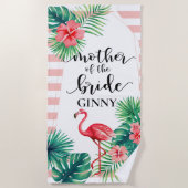 ピンクのフラミンゴトロピカルマザーオブザブライドカスタム ビーチタオル (正面)