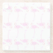 ピンクのフラミンゴパターン2 ガラスコースター (裏面)