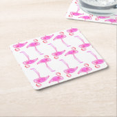 ピンクのフラミンゴパターン2 スクエアペーパーコースター (アングル)