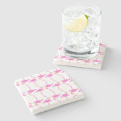 ピンクのフラミンゴパターン2 ストーンコースター (横)