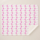 ピンクのフラミンゴパターン シェルパブランケット (正面(横))