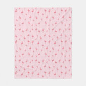 ピンクのフラミンゴパターン フリースブランケット (正面)