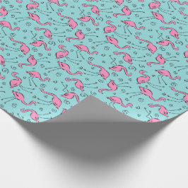 ピンクのフラミンゴパターン ラッピングペーパー