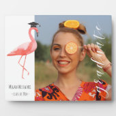 ピンクのフラミンゴパーソナライズされた卒業写真プラーク フォトプラーク (正面)