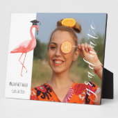 ピンクのフラミンゴパーソナライズされた卒業写真プラーク フォトプラーク (側面)