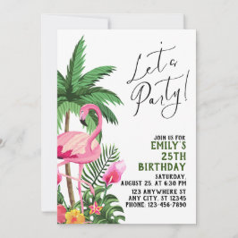 ピンクのフラミンゴパーティー 招待状