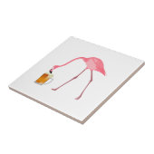 ピンクのフラミンゴビール恋人 タイル (側面)