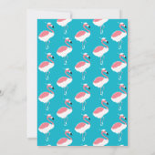 ピンクのフラミンゴブルー動物の卒業 招待状 (裏面)