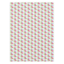 ピンクのフラミンゴベビーの鳥の熱帯葉性のテーブルクロス