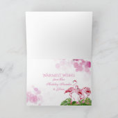 ピンクのフラミンゴメリーの群れクリスマスフラミンゴ シーズンカード (内部)