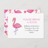 ピンクのフラミンゴモダンの赤ちゃんシャワーが本を持ってくる 招待状 (正面/裏面)