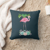 ピンクのフラミンゴヤシの木とフローラ多肉類 クッション (ブランケット)