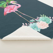 ピンクのフラミンゴヤシの木とフローラ多肉類 シェルパブランケット (3/4)