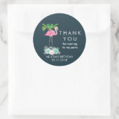 ピンクのフラミンゴヤシの木とフローラ多肉類 ラウンドシール (バッグ)