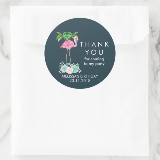 ピンクのフラミンゴヤシの木とフローラ多肉類 ラウンドシール (バッグ)