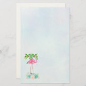ピンクのフラミンゴヤシの木とフローラ多肉類 便箋 (正面/裏面)