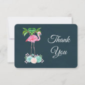 ピンクのフラミンゴヤシの木と多肉植物ありがとう サンキューカード (正面)