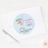 ピンクのフラミンゴヤシの木の赤ちゃんシャワ感謝していー ラウンドシール (封筒)